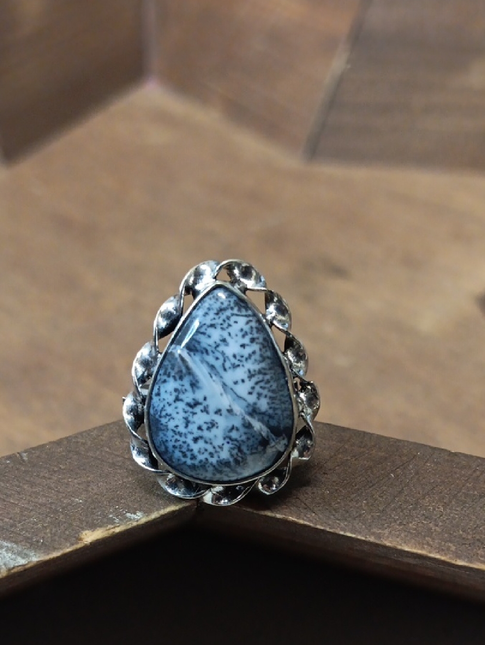 ⚡️3 for $24⚡️ Teardrop Dendritic Agate Ring - Blue Gray